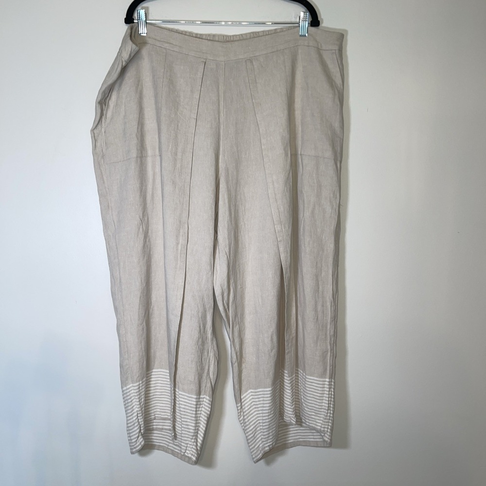 J Jill Pure Jill 3X Culottes Beige Linen Blend Wide Leg Crop Pants NWT Womens